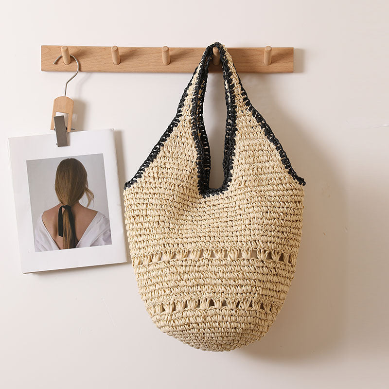 Sac Bandoulière Cabas en Paille – Grande Capacité Été