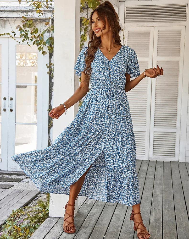 Angélique - Robe d'Été Fleurie Grande Taille Femme Découvrez notre robe Angélique, une création mode grande taille qui célèbre la féminité avec ses motifs floraux et son élégance française. Cette robe élégante grande taille allie la fraîcheur estivale à u