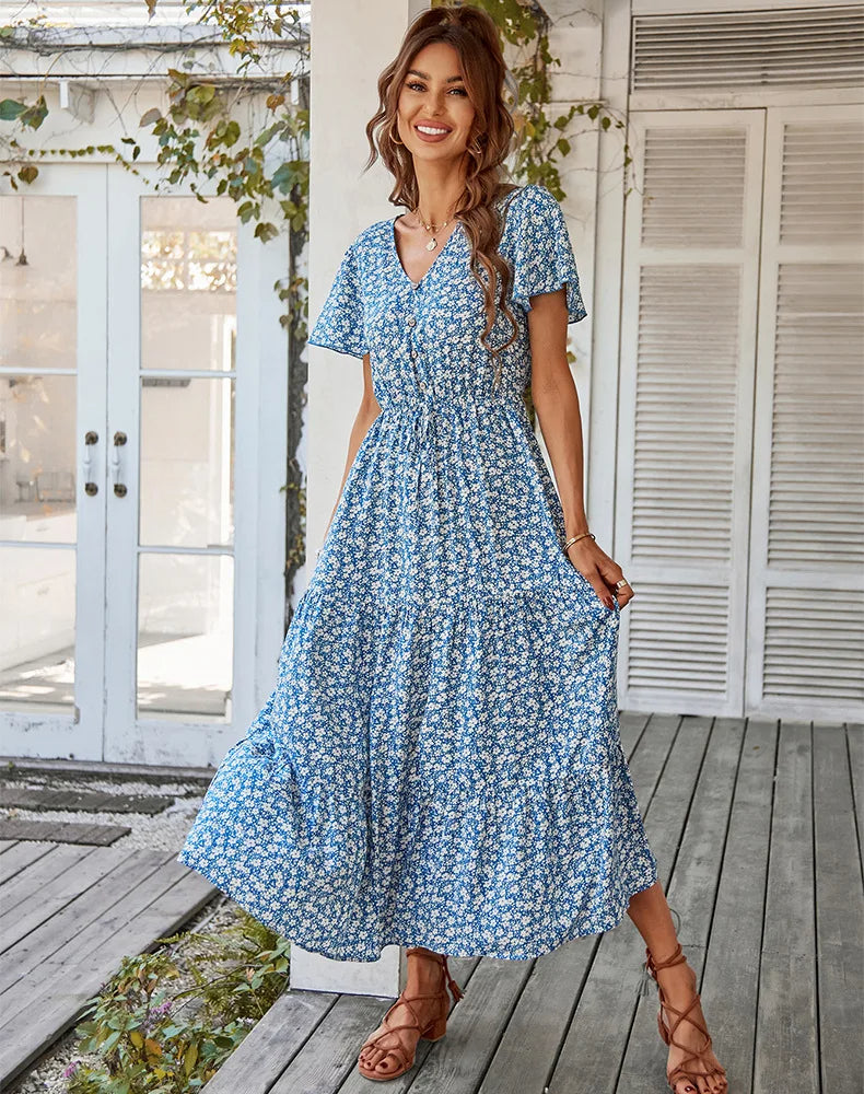 Angélique - Robe d'Été Fleurie Grande Taille Femme Découvrez notre robe Angélique, une création mode grande taille qui célèbre la féminité avec ses motifs floraux et son élégance française. Cette robe élégante grande taille allie la fraîcheur estivale à u