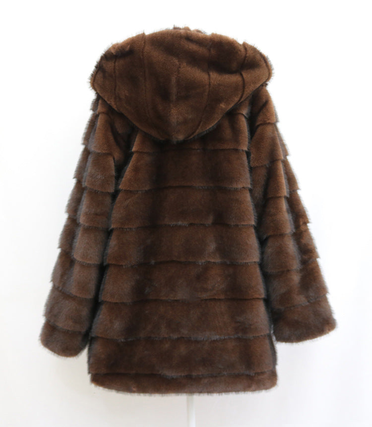 Isabelle - Manteau Fausse Fourrure Grande Taille Capuche