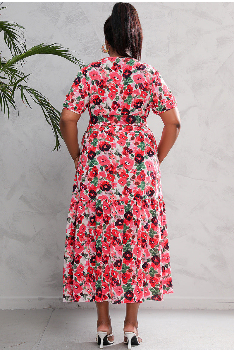 Céleste Robe Fleurie V-Neck