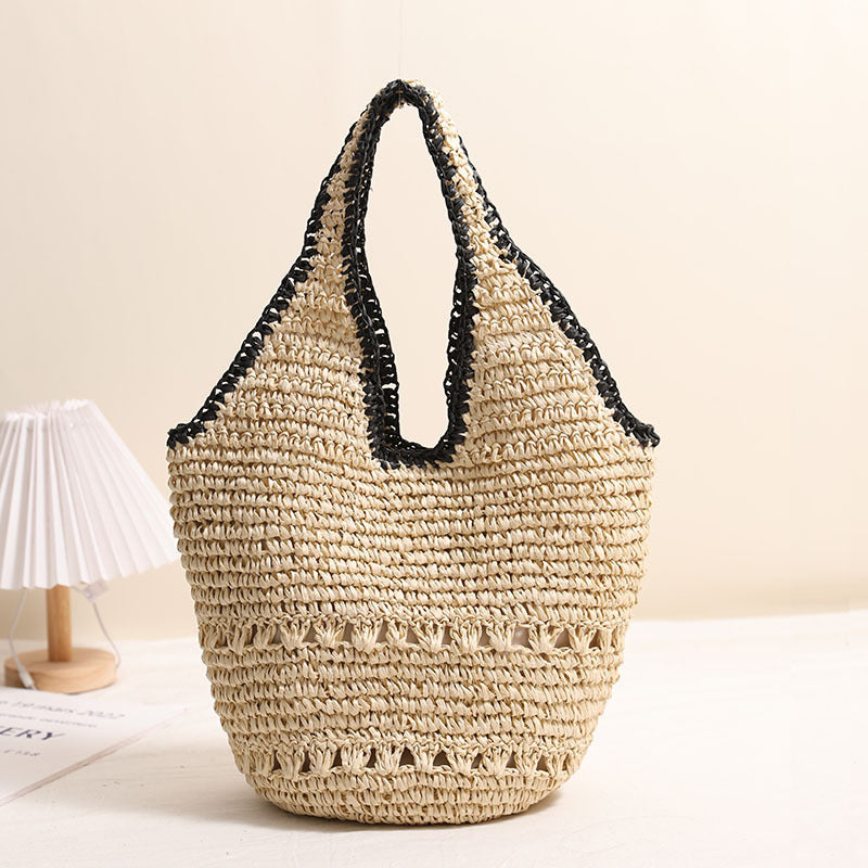 Sac Bandoulière Cabas en Paille – Grande Capacité Été