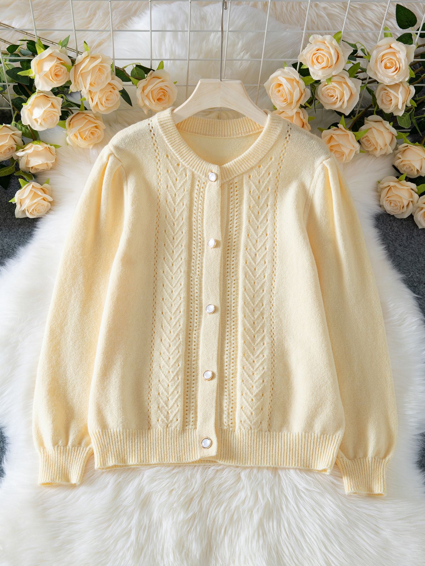 Chloé - Gilet Long Grande Taille Ajouré Tricoté