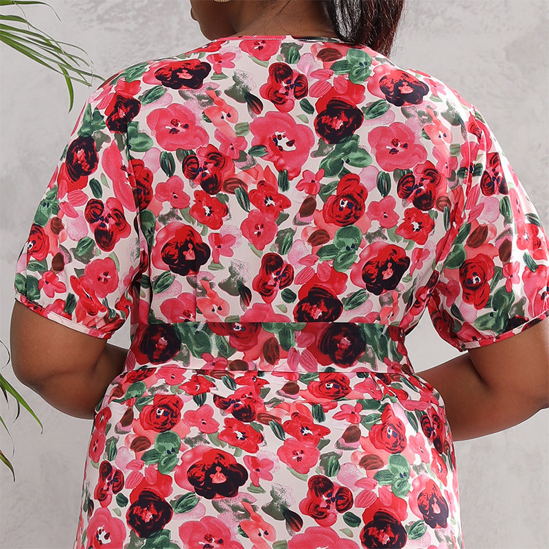 Céleste Robe Fleurie V-Neck