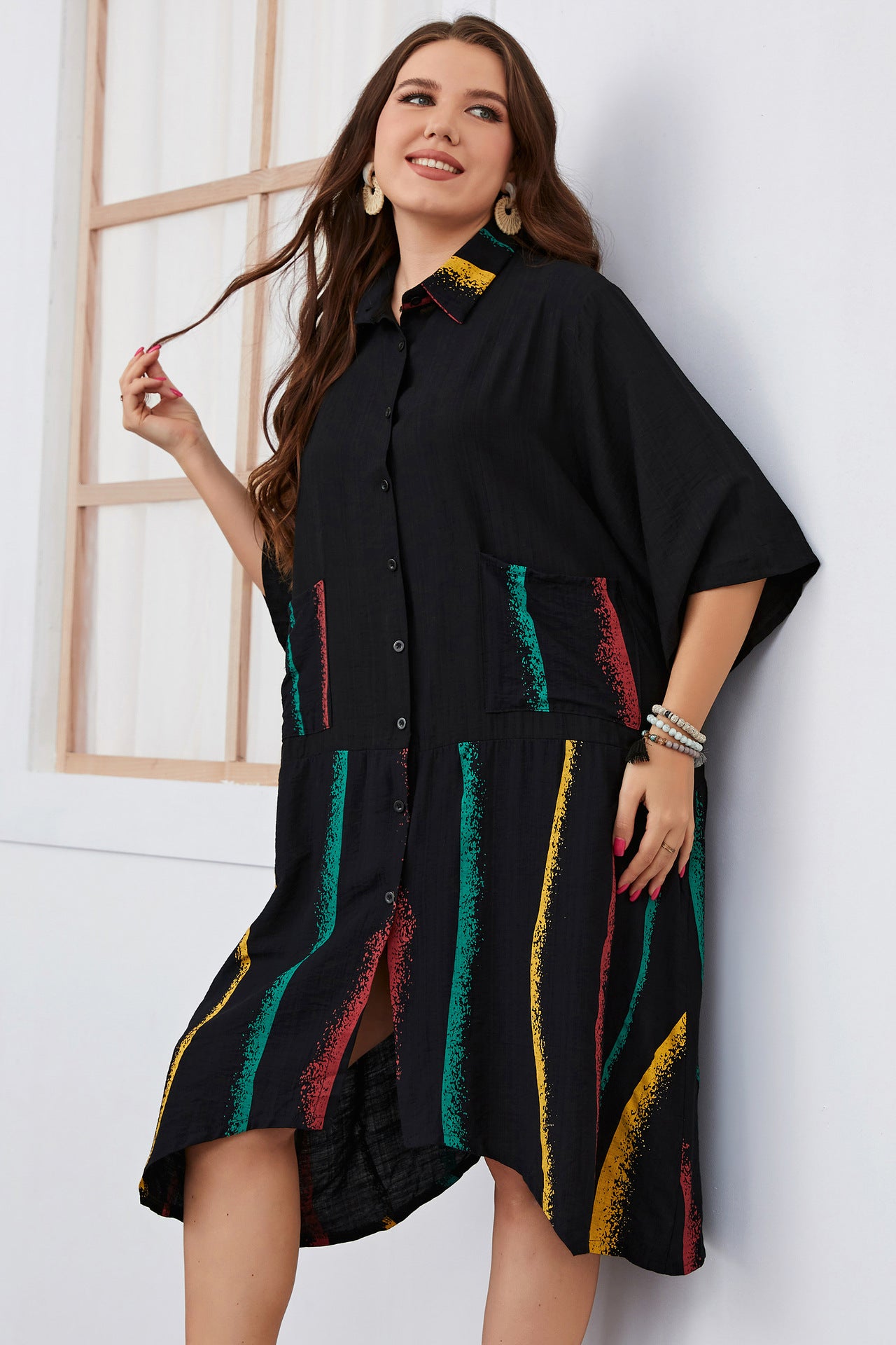 Roxane — Robe Asymétrique Noire Élégante Grande Taille