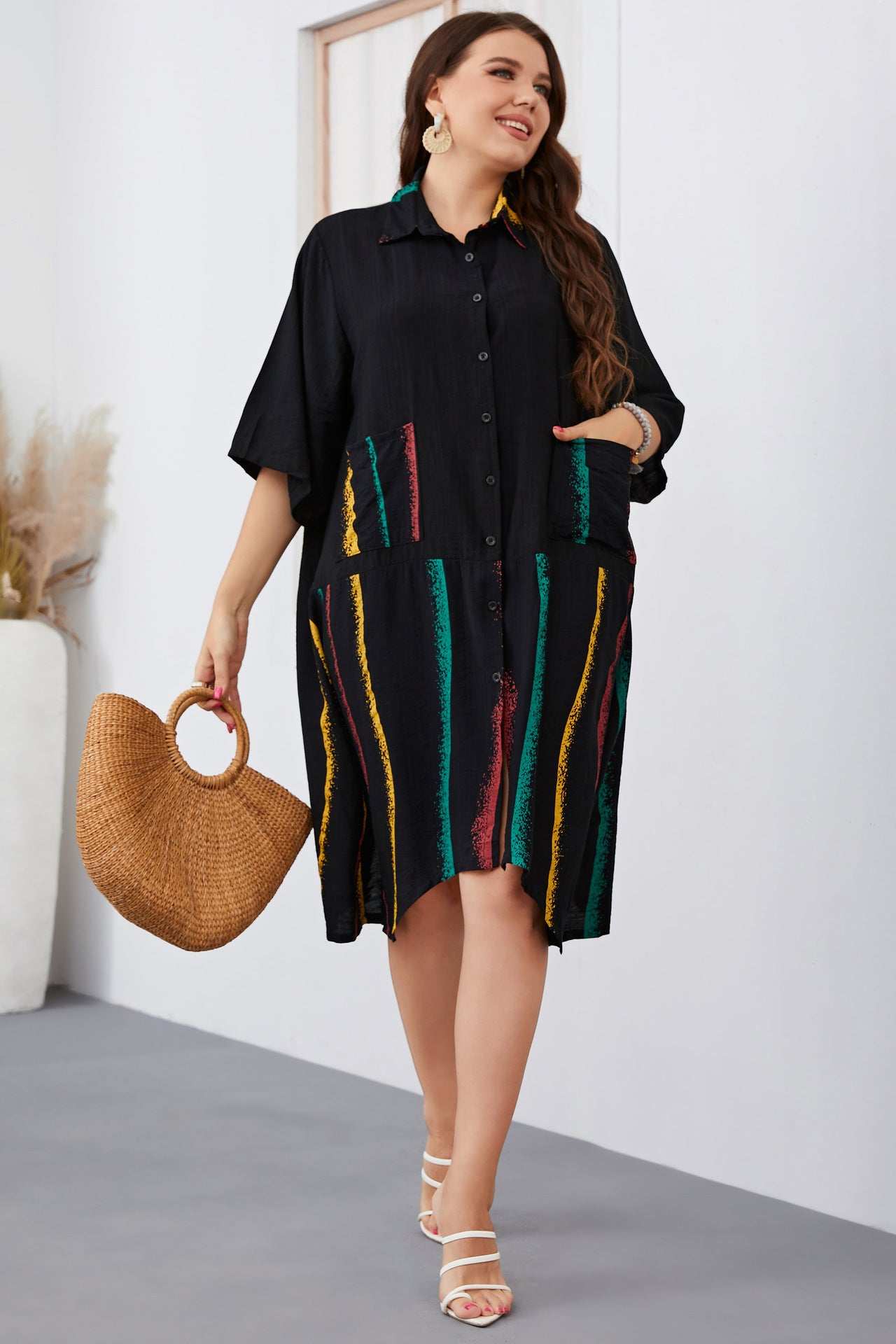 Roxane — Robe Asymétrique Noire Élégante Grande Taille