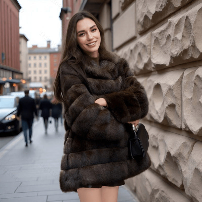 Isabelle - Manteau Fausse Fourrure Grande Taille Capuche