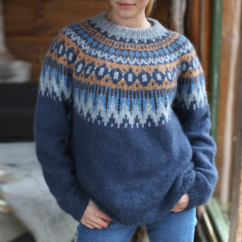 VINTAGE FAIRMAN ISLAND - Pull Jacquard à Panneaux Contrastés Grande Taille Découvrez notre pull VINTAGE FAIRMAN ISLAND, une création mode grande taille qui marie motifs jacquard vintage et élégance française. Ce pull à panneaux contrastés grande taille of