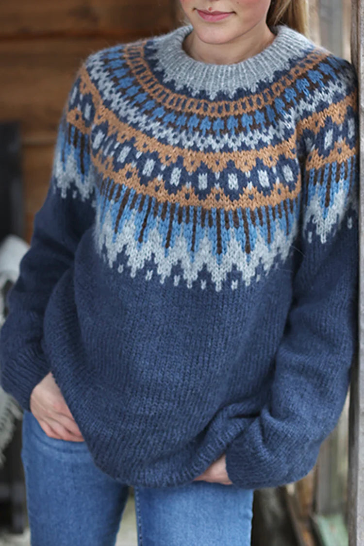 VINTAGE FAIRMAN ISLAND - Pull Jacquard à Panneaux Contrastés Grande Taille Découvrez notre pull VINTAGE FAIRMAN ISLAND, une création mode grande taille qui marie motifs jacquard vintage et élégance française. Ce pull à panneaux contrastés grande taille of