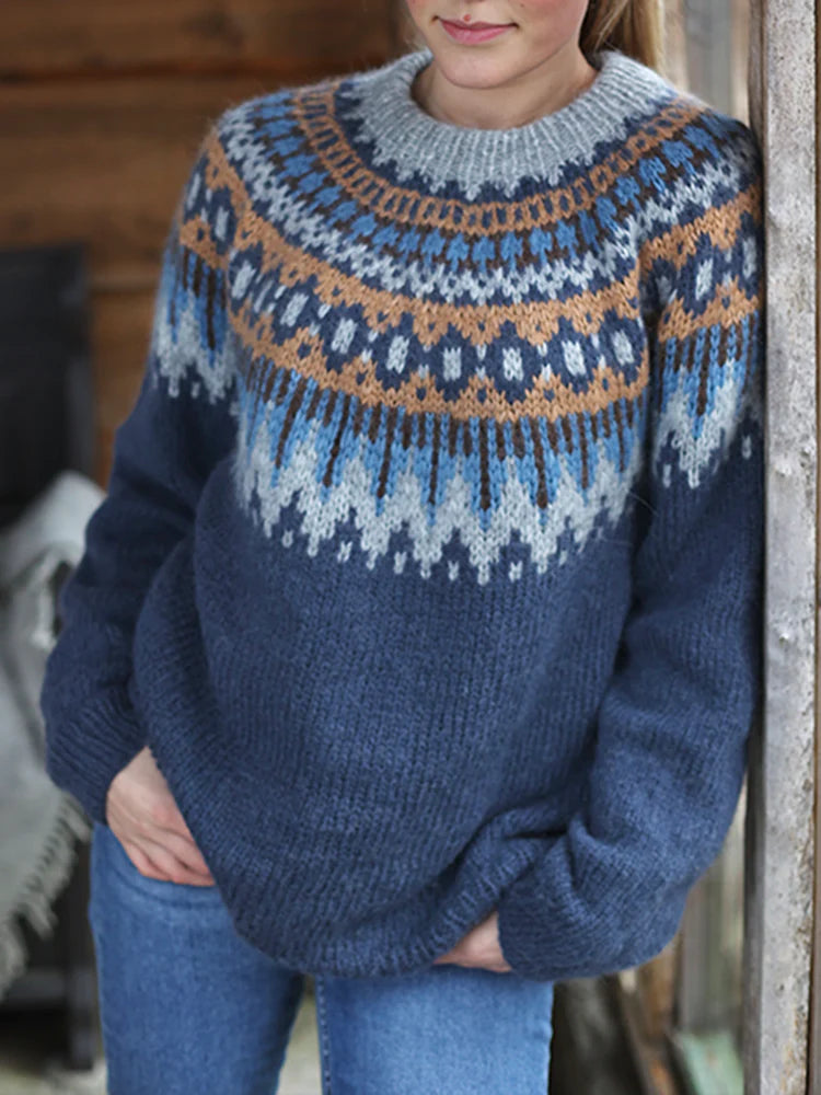 VINTAGE FAIRMAN ISLAND - Pull Jacquard à Panneaux Contrastés Grande Taille Découvrez notre pull VINTAGE FAIRMAN ISLAND, une création mode grande taille qui marie motifs jacquard vintage et élégance française. Ce pull à panneaux contrastés grande taille of