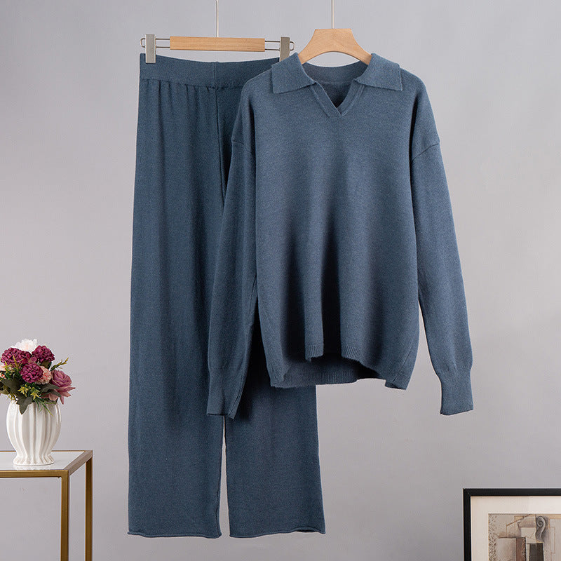 MYRNA - Ensemble Pull Col Polo et Pantalon Large Grande Taille Découvrez notre ensemble MYRNA, une création mode grande taille qui allie confort raffiné et élégance française. Cet ensemble grande taille comprend un pull en maille au col polo distingué et