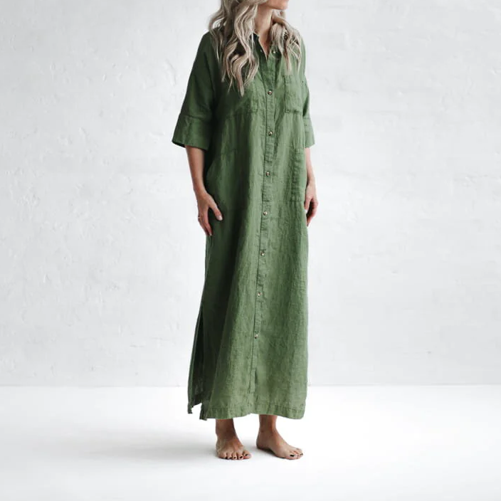 Elva - Robe Grande Taille Femme Verte Élégante Découvrez notre robe Elva, une création mode grande taille qui incarne l'élégance française dans sa plus belle expression. Cette robe élégante grande taille en vert somptueux allie raffinement et confort opti