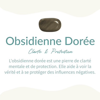 Pendentif "Sphère" en Obsidienne Dorée