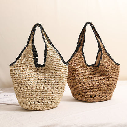Sac Bandoulière Cabas en Paille – Grande Capacité Été