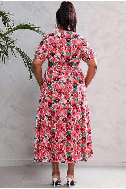 Céleste Robe Fleurie V-Neck