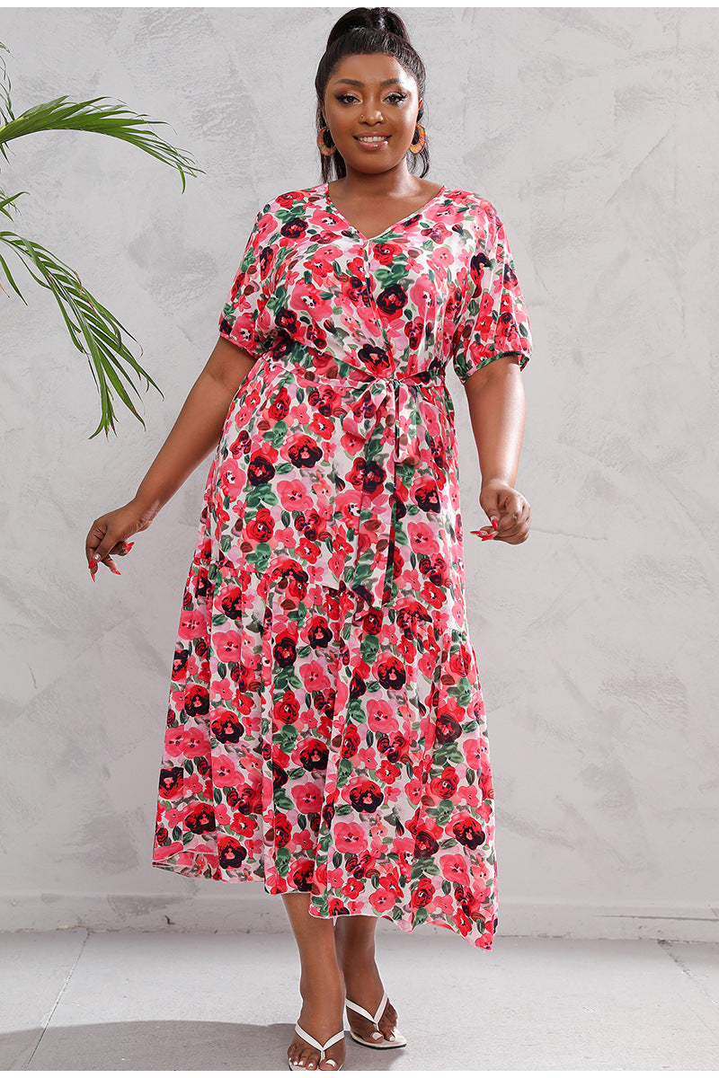 Céleste Robe Fleurie V-Neck