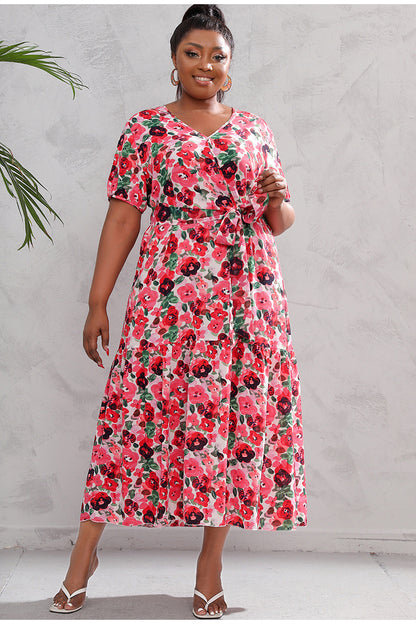 Céleste Robe Fleurie V-Neck
