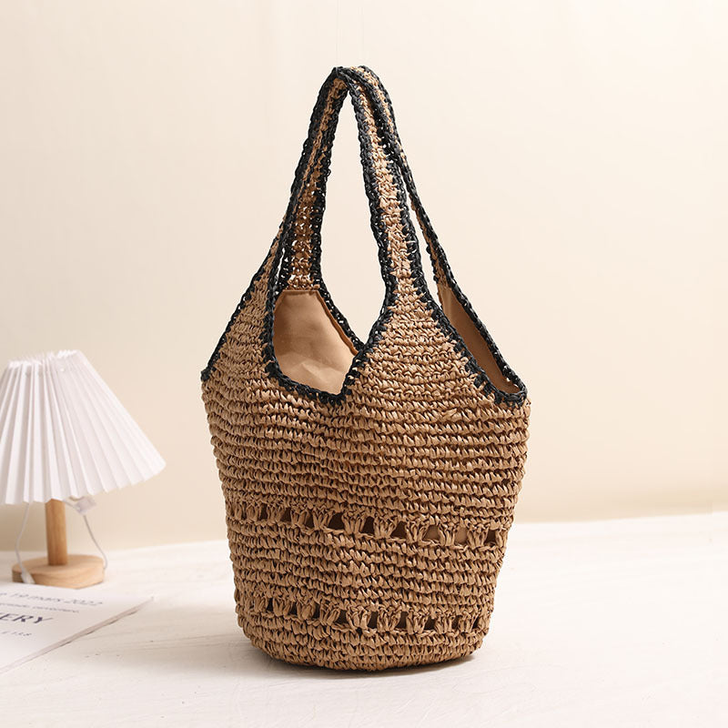 Sac Bandoulière Cabas en Paille – Grande Capacité Été