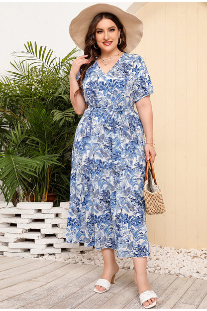 Céleste Robe Fleurie V-Neck