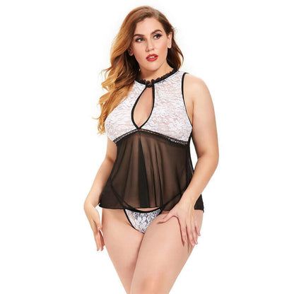 Emma Nuisette en Dentelle - Collection Curves ✨ Séduction et Élégance Découvrez la nuisette Emma, une création sensuelle en dentelle fine qui sublime vos courbes. Un mariage parfait entre transparence délicate et design raffiné, spécialement conçu pour le