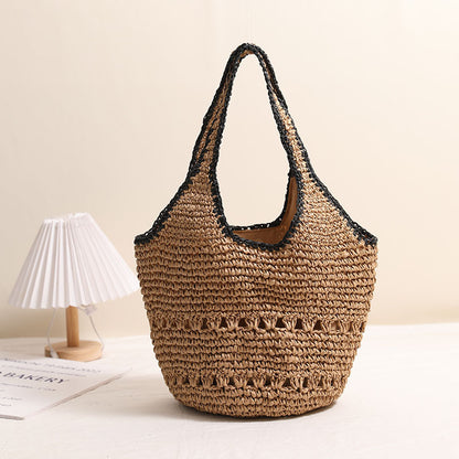 Sac Bandoulière Cabas en Paille – Grande Capacité Été