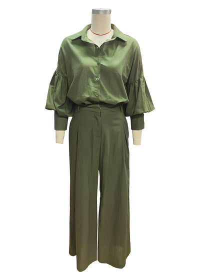 Sophie - Ensemble Grande Taille Chemise Pantalon Lin