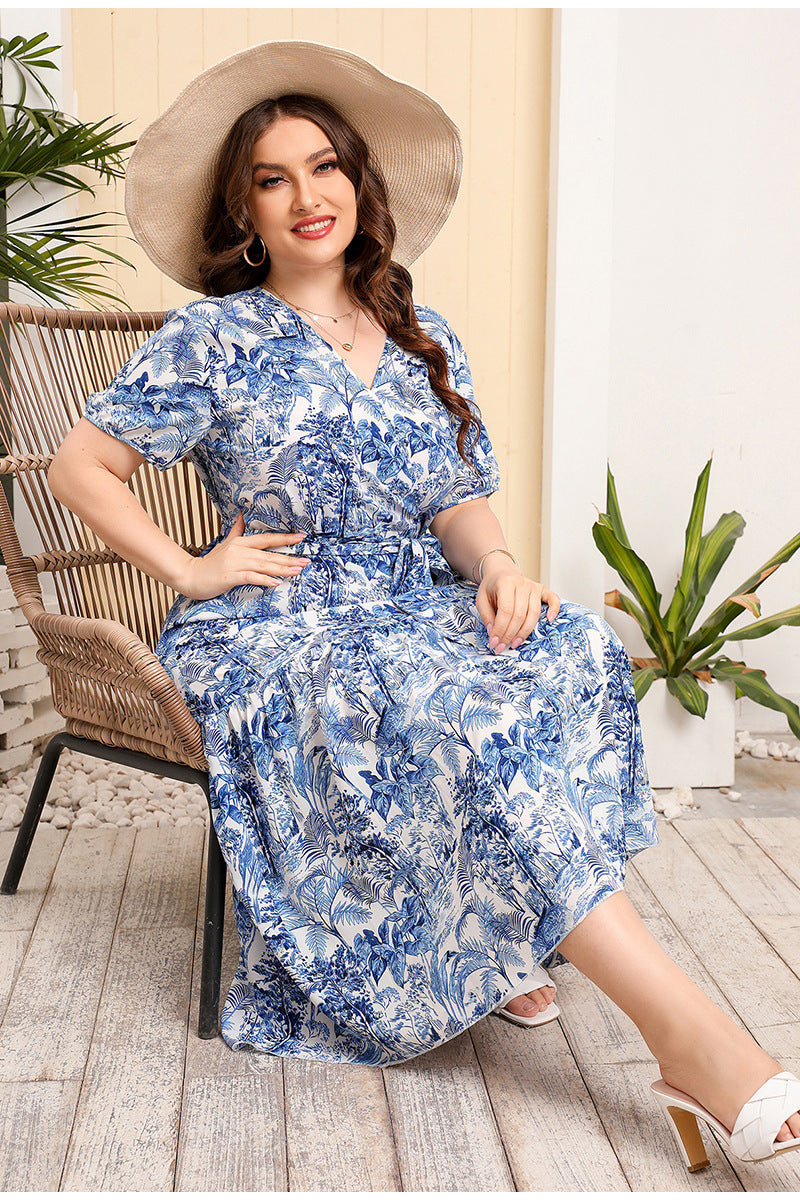 Céleste Robe Fleurie V-Neck