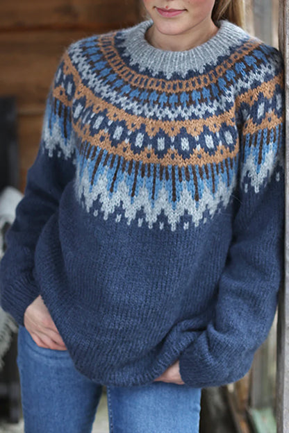 VINTAGE FAIRMAN ISLAND - Pull Jacquard à Panneaux Contrastés Grande Taille Découvrez notre pull VINTAGE FAIRMAN ISLAND, une création mode grande taille qui marie motifs jacquard vintage et élégance française. Ce pull à panneaux contrastés grande taille of
