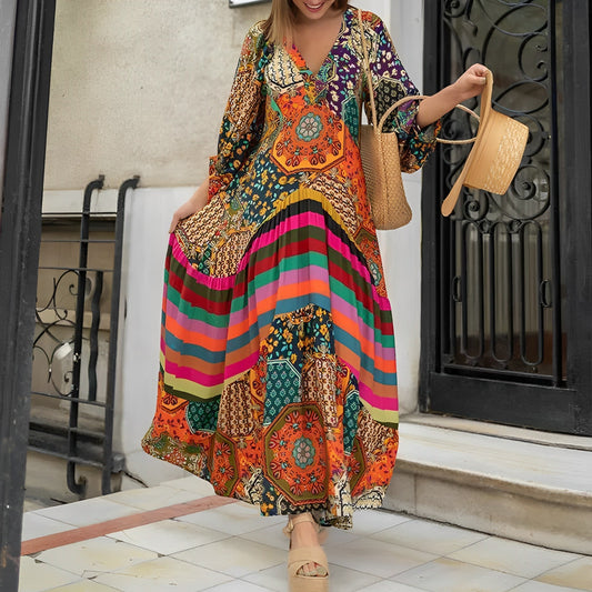 Anne - Robe Bohème Grande Taille Femme Élégante Découvrez notre robe Anne, une création mode grande taille qui allie esprit bohème et élégance française. Cette robe élégante grande taille offre un style libre et raffiné, parfaite pour les femmes qui reche
