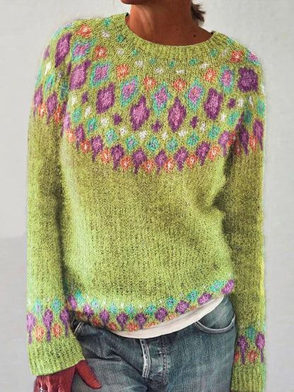 CARLA - Pull Géométrique à Imprimé Contrasté Grande Taille Découvrez notre pull CARLA, une création mode grande taille qui marie motifs géométriques modernes et élégance française. Ce pull à imprimé contrasté grande taille offre une silhouette graphique e