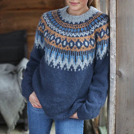 VINTAGE FAIRMAN ISLAND - Pull Jacquard à Panneaux Contrastés Grande Taille Découvrez notre pull VINTAGE FAIRMAN ISLAND, une création mode grande taille qui marie motifs jacquard vintage et élégance française. Ce pull à panneaux contrastés grande taille of