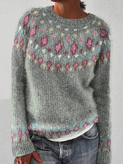 CARLA - Pull Géométrique à Imprimé Contrasté Grande Taille Découvrez notre pull CARLA, une création mode grande taille qui marie motifs géométriques modernes et élégance française. Ce pull à imprimé contrasté grande taille offre une silhouette graphique e