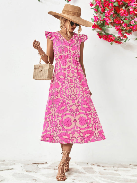 Wenny - Robe Fleurie Grande Taille Femme Découvrez notre robe Wenny, une création mode grande taille qui allie motifs floraux et élégance française. Cette robe élégante grande taille avec son décolleté en V et ses manches courtes offre une silhouette soph