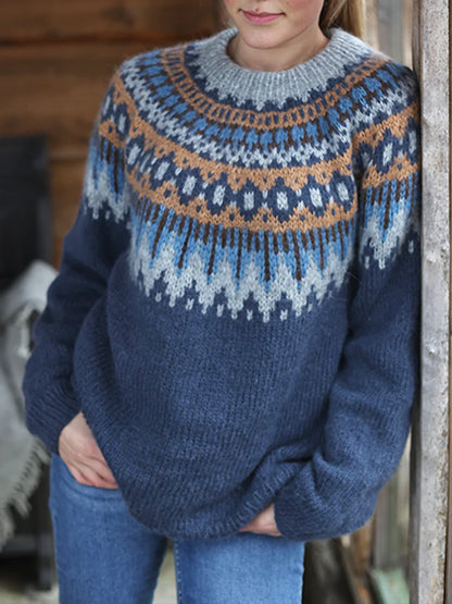 VINTAGE FAIRMAN ISLAND - Pull Jacquard à Panneaux Contrastés Grande Taille Découvrez notre pull VINTAGE FAIRMAN ISLAND, une création mode grande taille qui marie motifs jacquard vintage et élégance française. Ce pull à panneaux contrastés grande taille of