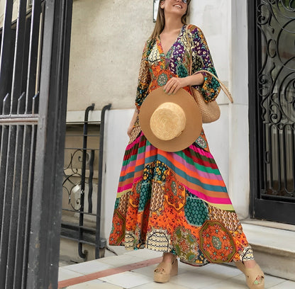 Anne - Robe Bohème Grande Taille Femme Élégante Découvrez notre robe Anne, une création mode grande taille qui allie esprit bohème et élégance française. Cette robe élégante grande taille offre un style libre et raffiné, parfaite pour les femmes qui reche
