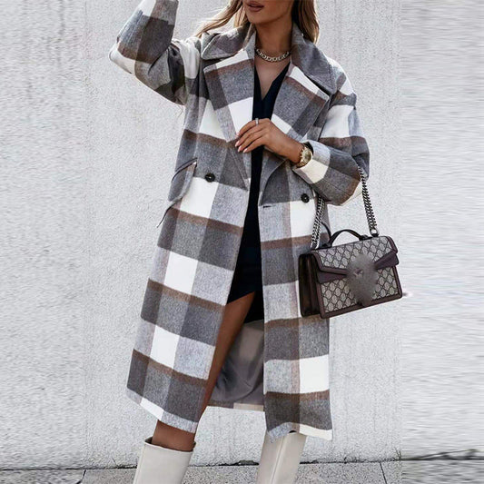 SOFIA - Manteau Long en Laine à Carreaux Grande Taille Style Vintage Découvrez notre manteau SOFIA, une création mode grande taille qui marie l'élégance vintage aux tendances contemporaines. Ce manteau à carreaux grande taille en pure laine capture l'esse