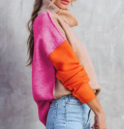 JENNY - Pull Color Block Élégant Grande Taille Découvrez notre pull JENNY, une création mode grande taille qui marie color block moderne et élégance française. Ce pull grande taille offre une silhouette graphique et raffinée, créé pour les femmes qui osen