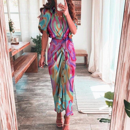 Ellis - Robe Bohème Imprimée Grande Taille Femme Découvrez notre robe Ellis, une création mode grande taille qui allie esprit bohème et élégance française. Cette robe élégante grande taille avec ses imprimés multicolores offre un style libre et raffiné, p