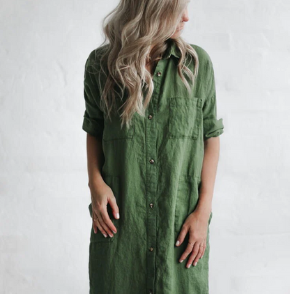 Elva - Robe Grande Taille Femme Verte Élégante Découvrez notre robe Elva, une création mode grande taille qui incarne l'élégance française dans sa plus belle expression. Cette robe élégante grande taille en vert somptueux allie raffinement et confort opti